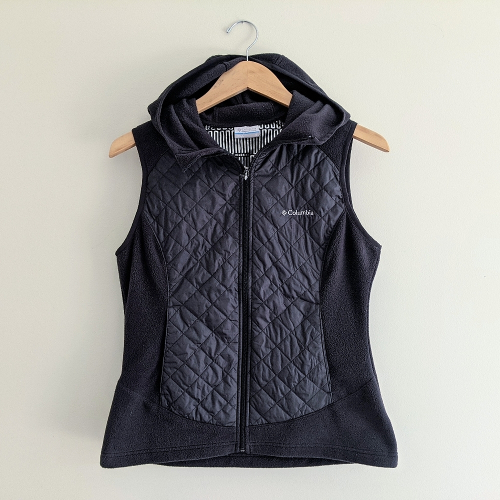 COLUMBIA Black Thermal Coil Quilted Fleece Vest